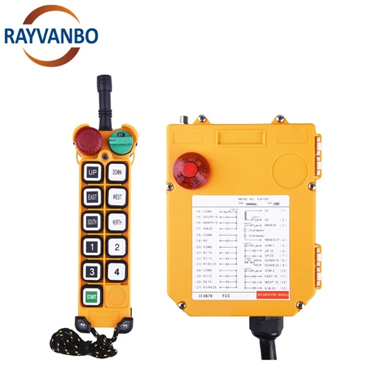 Industri Nirkabel F24-10D Radio Ganda Kecepatan Double 8 Tombol Tekan Remote Control untuk Derek